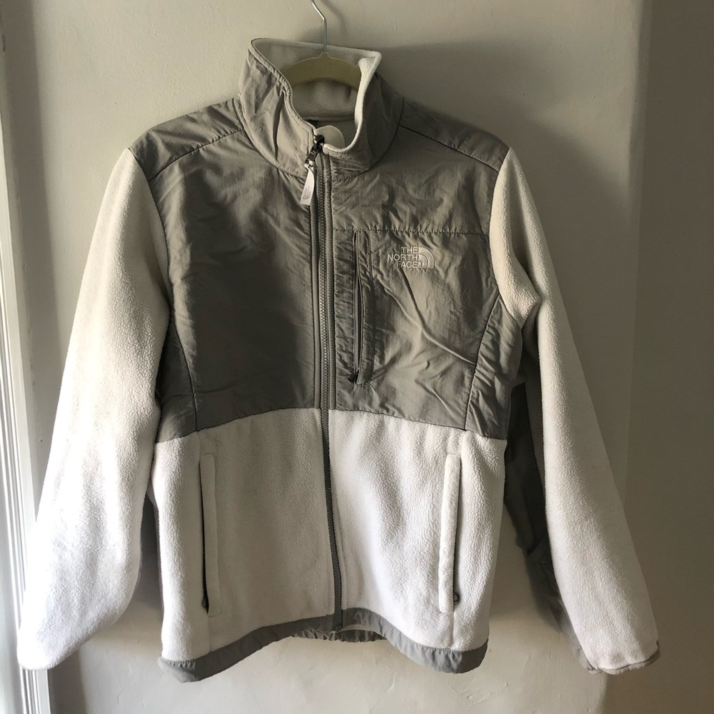 The north face grey and white fleece
